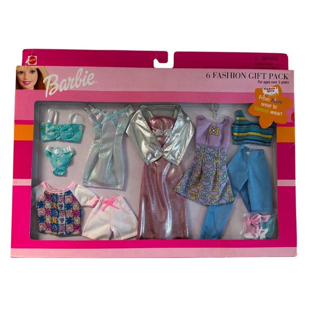 Vintage 1999 Mattel‎ Barbie 6 Fashion Gift Pack From Fun Wear to Formal Wear NIB